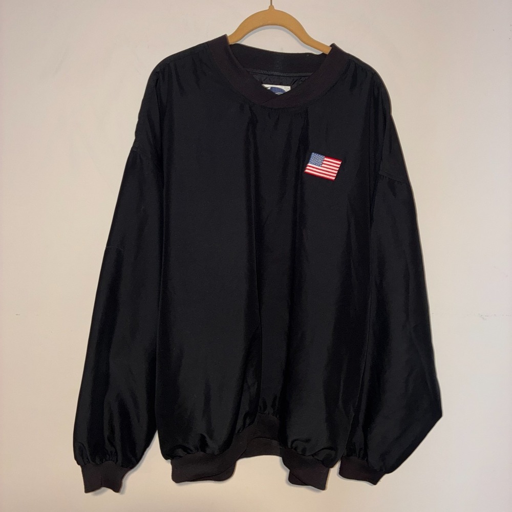 Haley Black Pullover Windbreaker Jacket Mens XL American Flag Vintage